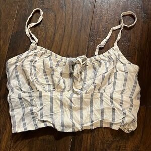 Striped White and Blue Women's Crop Top